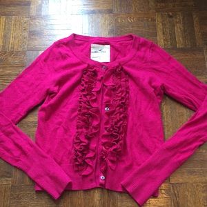 Hollister pink cardigan with ruffles